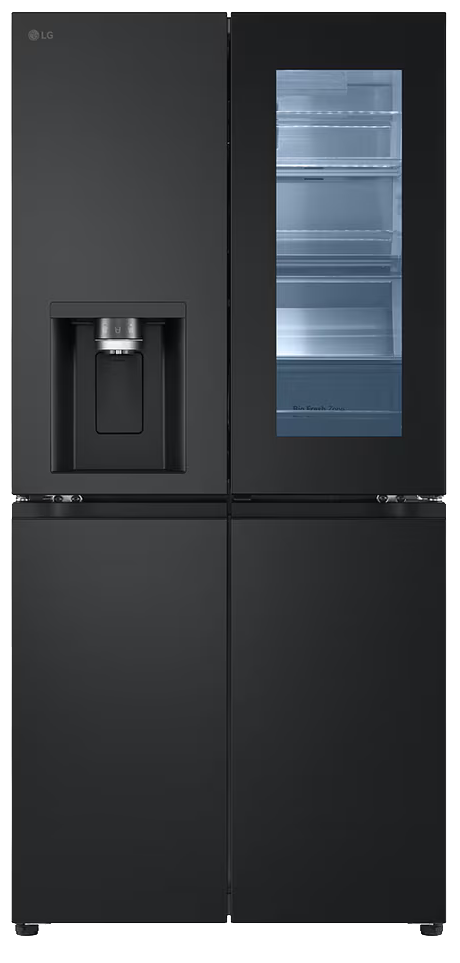 LG InstaView No Frost Refrigerator, 508 Liters, 4 Doors, Inverter Technology, Ice Maker, Dispenser, Black, GC-X22FFQAB