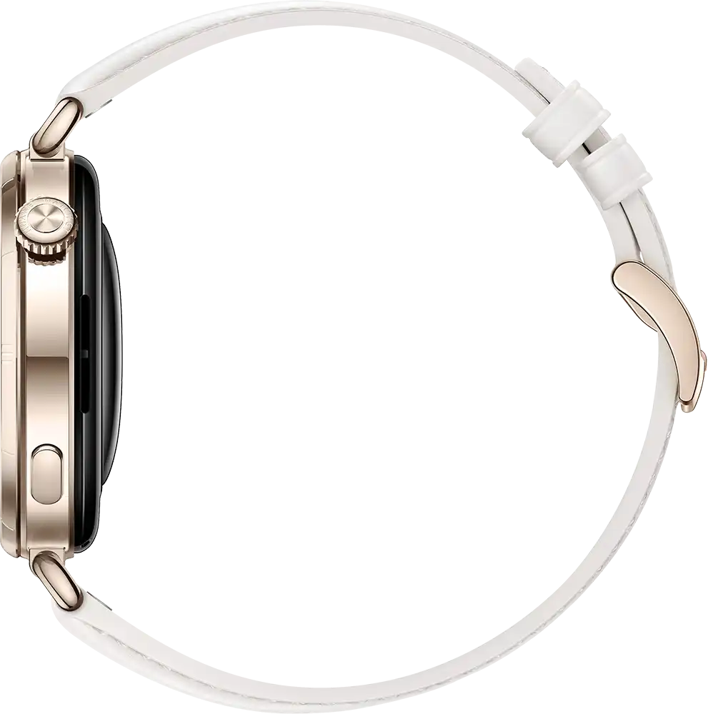 ساعة سمارت هواوي GT6 حجم (41 مم)، شاشة AMOLED مقاس 1.32 بوصة، حزام جلد، مقاومة للماء ، أبيض