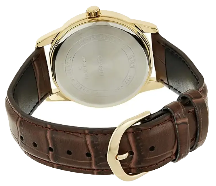 Casio Men's Watch, Black Dial, Analogs, Brown Leather Strap, MTP-V001GL-1BUDF