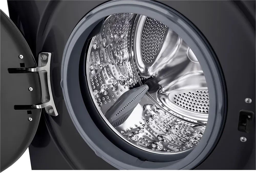 غسالة ملابس فول اوتوماتيك إل جي، 7 كيلو، 1400 لفة، موتور انفرتر دفع مباشر، شاشة ديجيتال، واي فاي، بخار، أسود، F4Y2QYG6X