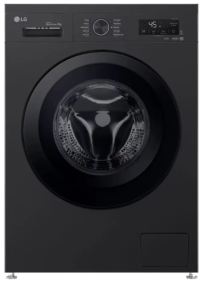 غسالة ملابس ال جي فول اوتوماتيك ، تحميل أمامي ، 8 كيلو ، 1400 لفة ، شاشة ديجيتال ، واي فاي ، موتور دفع مباشر ، أسود ،  F4Y2TYG6X