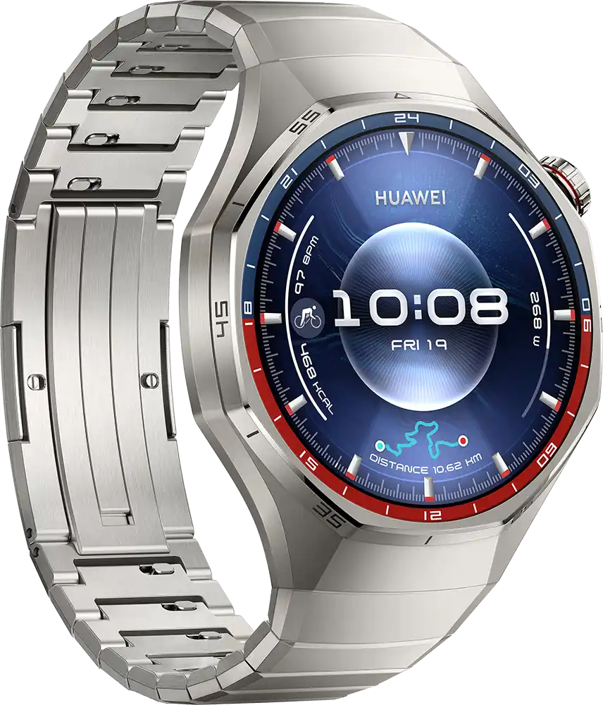 ساعة سمارت هواوي GT6 Pro حجم (46 مم)، شاشة AMOLED مقاس 1.47 بوصة، حزام تيتانيوم ميلاني، مقاومة للماء ، فضي