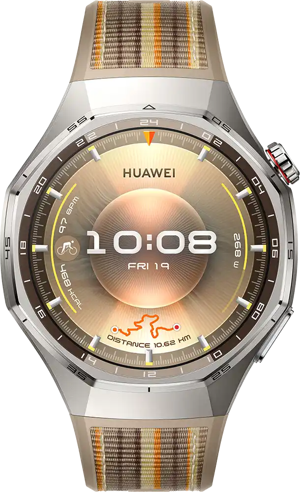 ساعة سمارت هواوي GT6 Pro حجم (46 مم)، شاشة AMOLED مقاس 1.47 بوصة، حزام منسوج مركب، مقاومة للماء ، بني