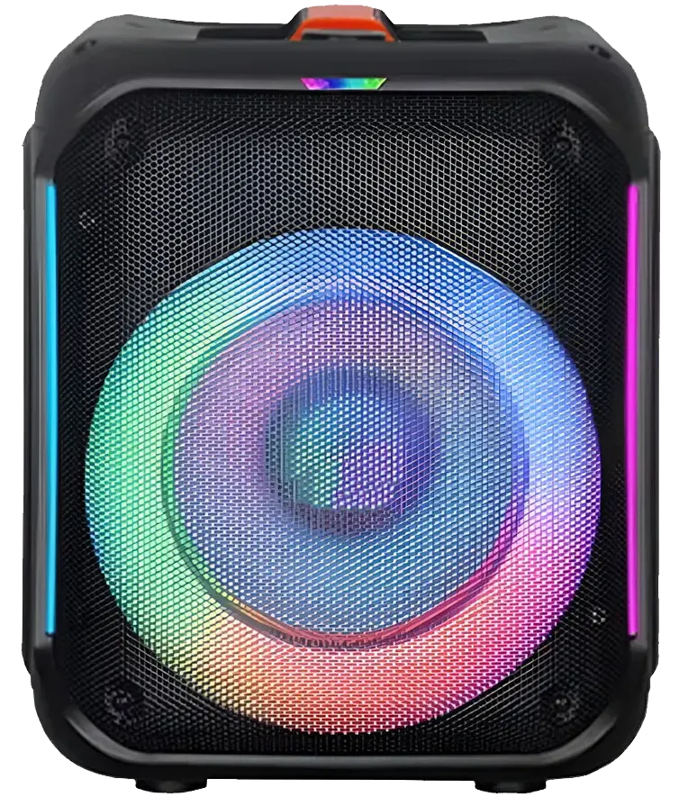 VOVO Wireless Speaker, 8 Inch, RGB Lighting, Remote Control, Wired Microphone, Black, V-2820