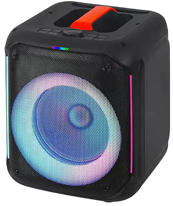 VOVO Wireless Speaker, 8 Inch, RGB Lighting, Remote Control, Wired Microphone, Black, V-2820