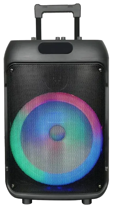 VOVO Wireless Speaker, 12 Inch, RGB Lighting, Digital Display, Remote Control, Wired Microphone, Black, V-1225