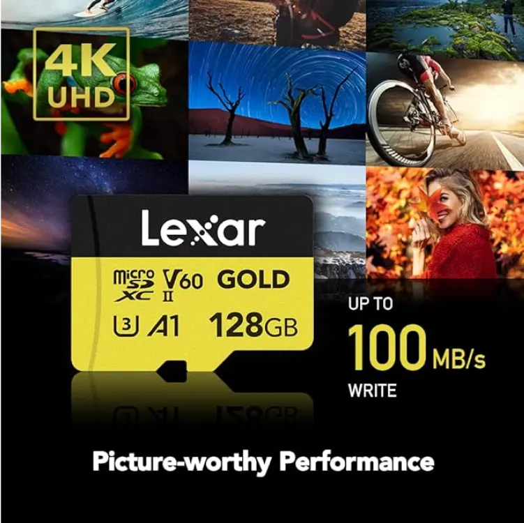 Lexar Professional Gold UHS-II SDXC Memory Card, 128GB, Read Speed ​​up to 280MB-s, MSGOLD128GB-BNNNG