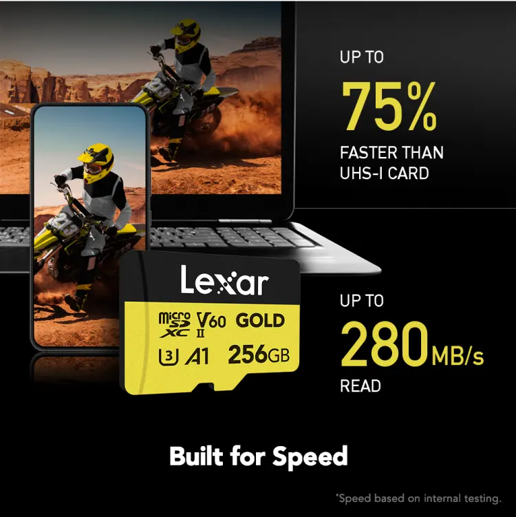 Lexar Professional Gold UHS-II SDXC Memory Card, 256GB, Read Speed ​​up to 280MB-s, MSGOLD256GB-BNNNG