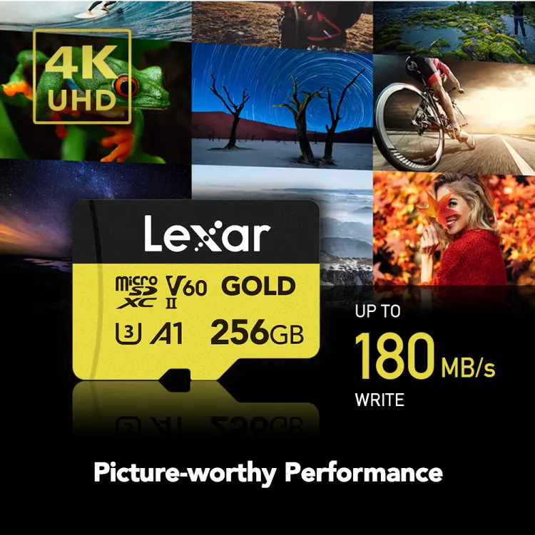 Lexar Professional Gold UHS-II SDXC Memory Card, 256GB, Read Speed ​​up to 280MB-s, MSGOLD256GB-BNNNG
