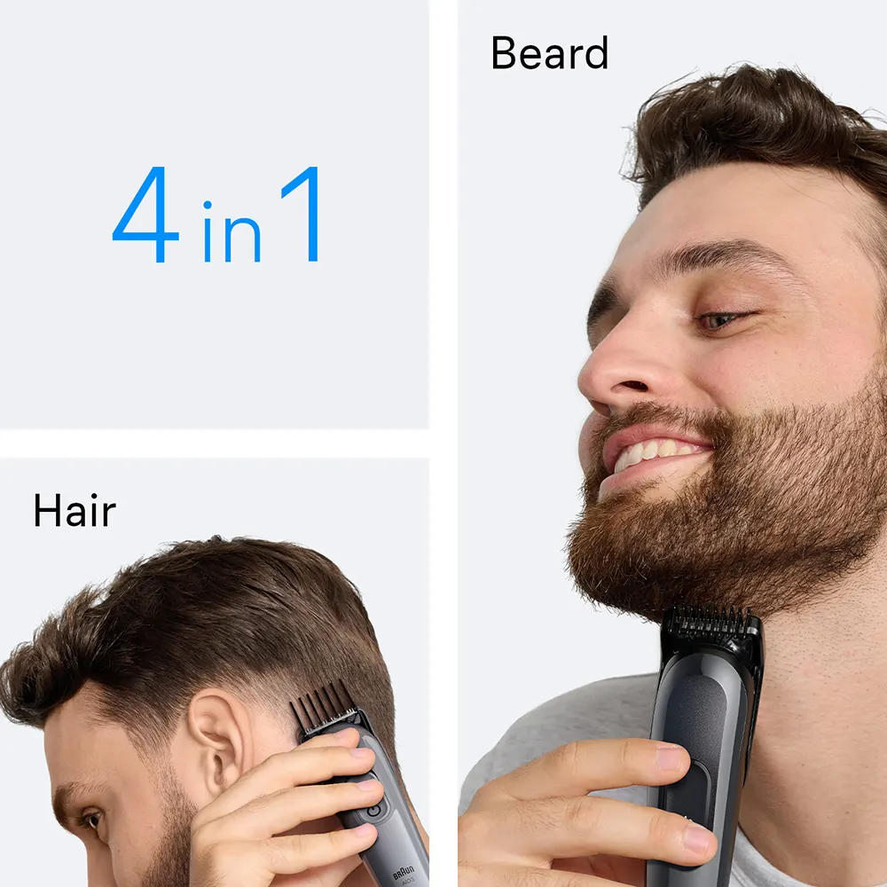 Braun Series 3 Hair and Beard Trimmer, Up to 50 Minutes Cordless Operation, 4-in-1, Black, AIO3500