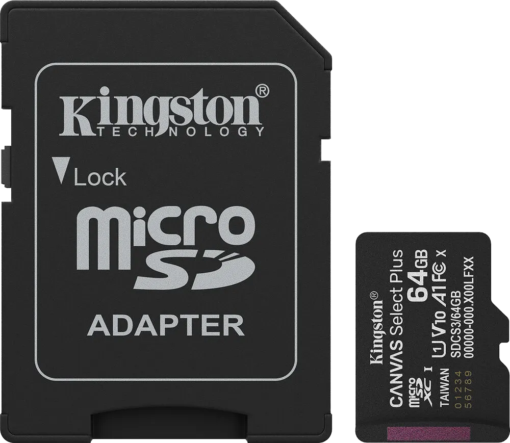 Kingston Canvas Select Plus Memory Card, Micro SD, 64GB, SDCS3