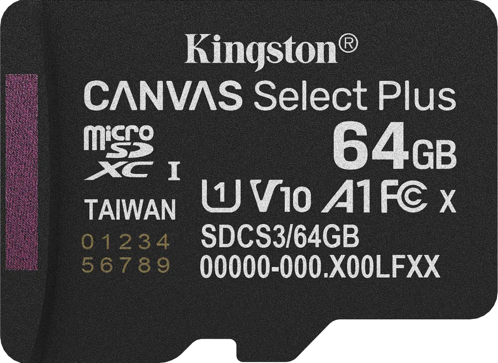Kingston Canvas Select Plus Memory Card, Micro SD, 64GB, SDCS3