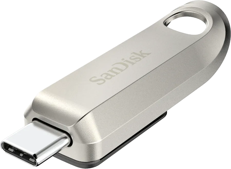 SanDisk Ultra Luxe Flash Drive, 64GB, USB 3.2 Type-C, Silver, SDCZ75-064G-G46