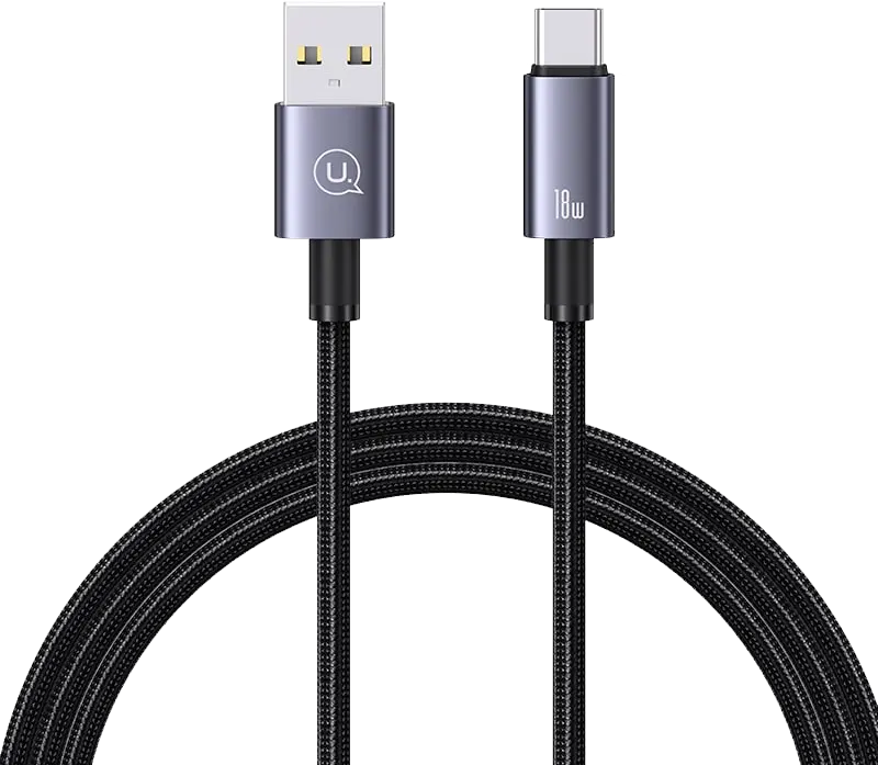 كابل شحن ونقل بيانات سريع من يوسامز، 3 أمبير، 1.2 متر، توصيل من usb الى Type-c، أسود، SJ663USB01