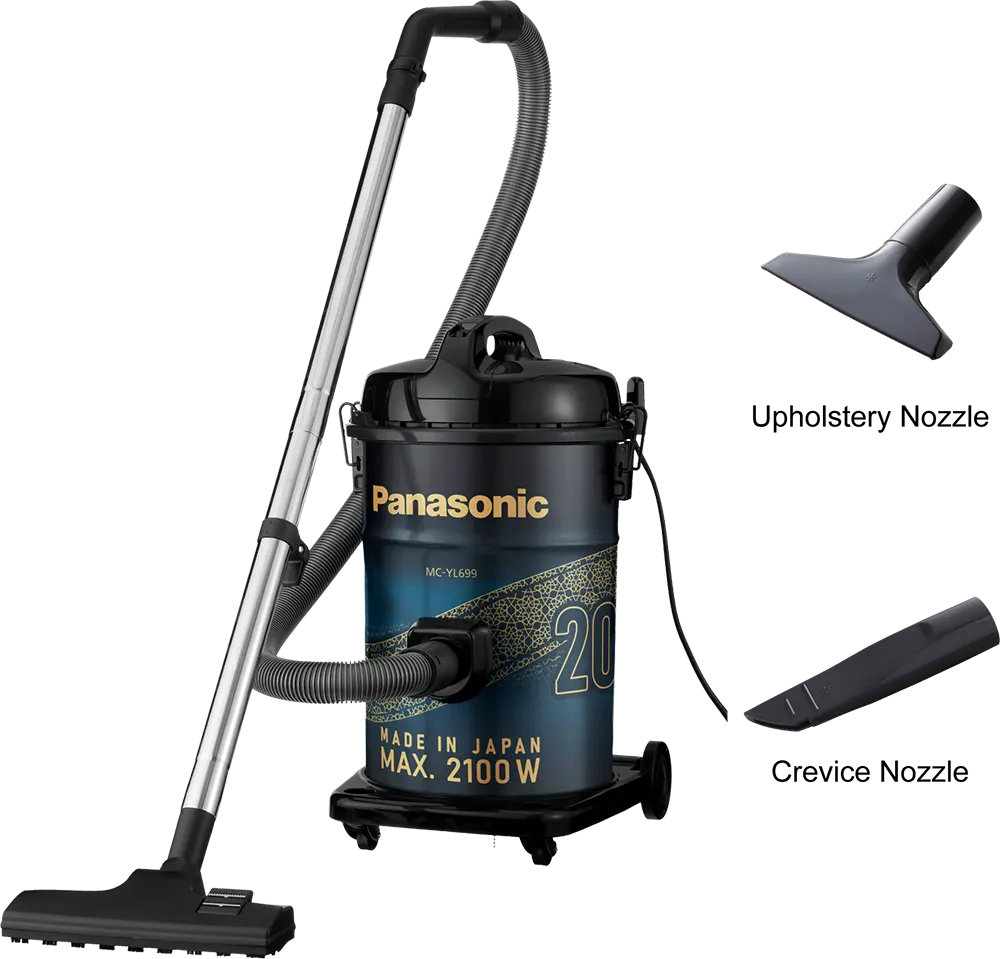 مكنسة كهربائية برميل باناسونيك، 2100 وات، 20 لتر، أسود، MC-YL699A