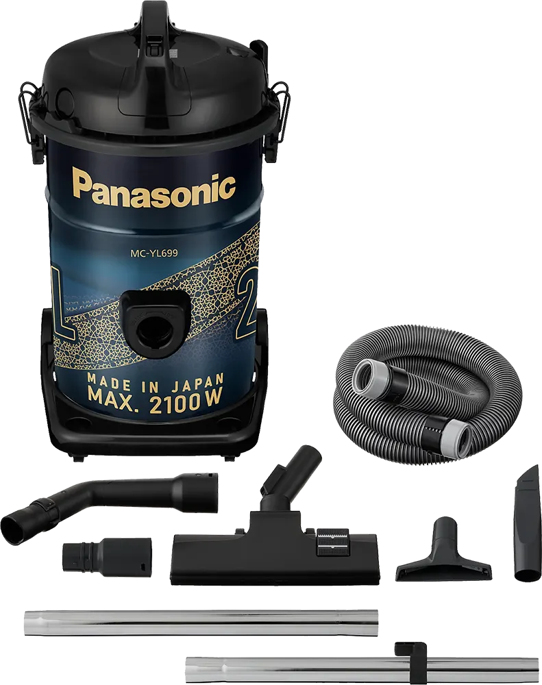 مكنسة كهربائية برميل باناسونيك، 2100 وات، 20 لتر، أسود، MC-YL699A