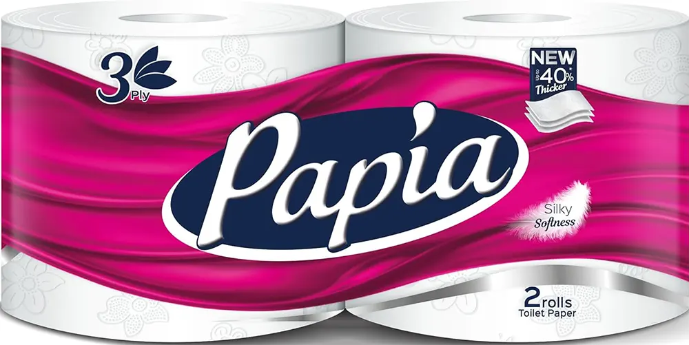 Papia Toilet Tissue Box, 2 Rolls, 3 Ply