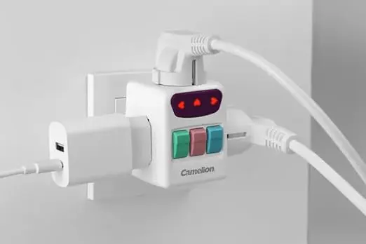 Camelion Power Strip, 3 Outlets, 250V, White, CMS-G140