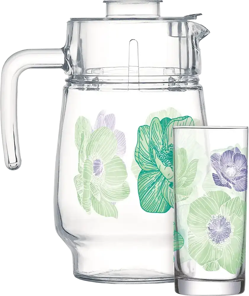 طقم شربات انابيلا لومينارك ، مكون من 7 قطع ، دورق + 6 شوب ، تركواز