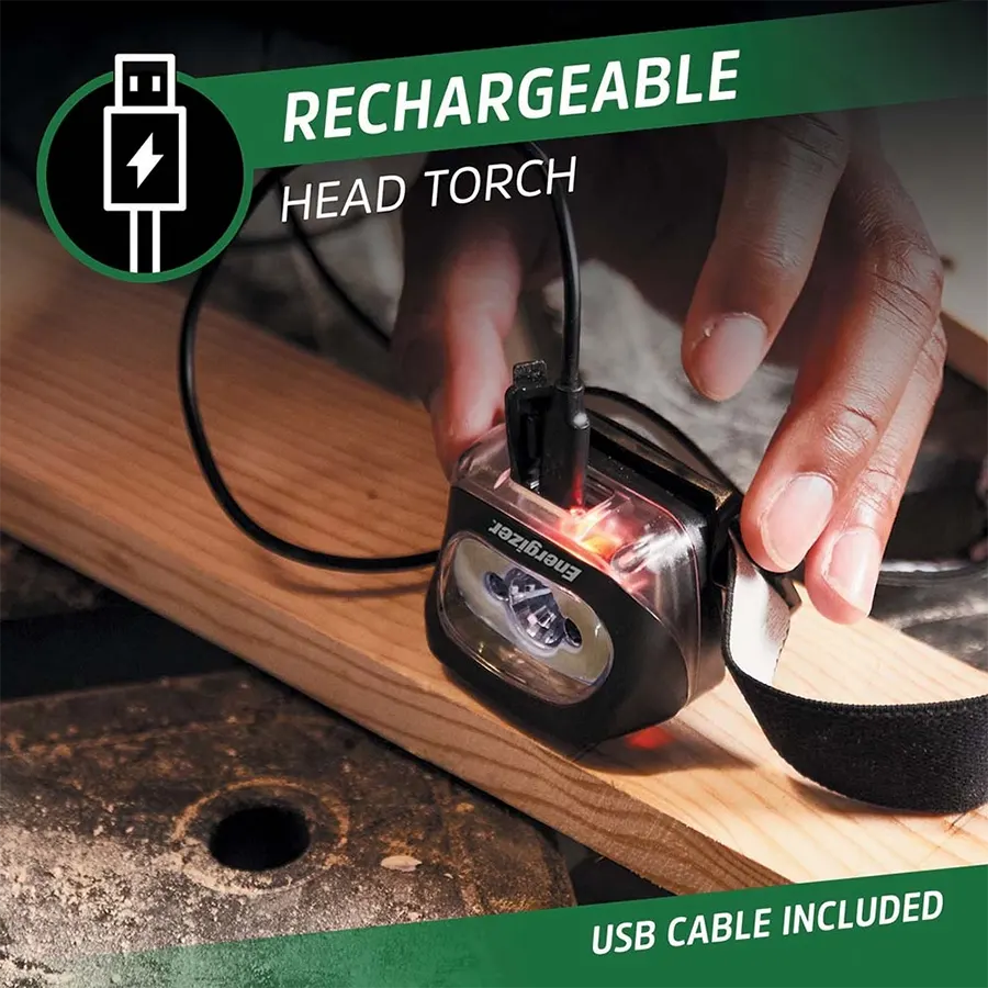 Energizer Rechargeable Headlamp, 3 LED, Black, HDLP