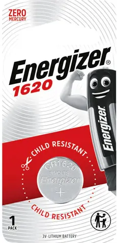 Energizer Battery, 3V, Lithium, 1 Battery, CR1620