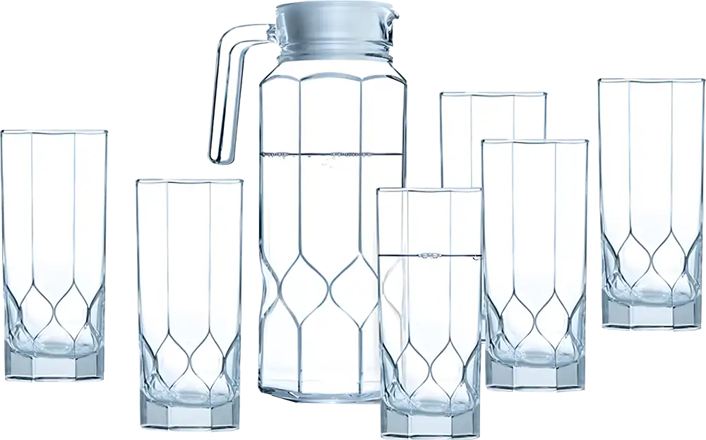 Luminarc Octime Diamond Sherbet Set, 7 Pieces, 6-Shop Jug, Clear