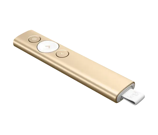 Logitech Spotlight Presentation Remote, Bluetooth Connectivity, 2.4GHz USB Receiver, 30m Connection Range, Gold