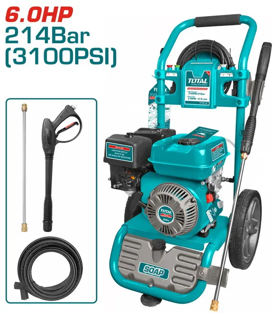 ماكينة غسيل توتال تولز تعمل بالبنزين ، 6 حصان ، 214 بار ، TGT250105