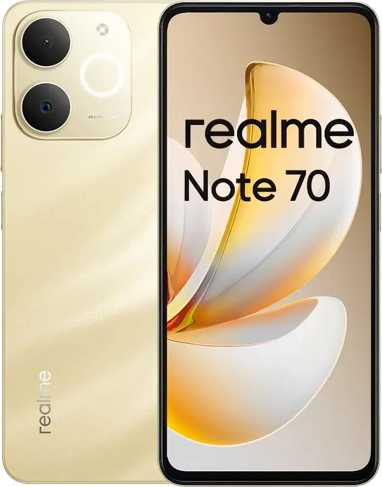 موبايل ريلمي نوت 70 ثنائي الشريحة، ذاكرة 128 جيجابايت، رامات 4 جيجابايت، شبكة الجيل الرابع إل تي إي، ذهبي