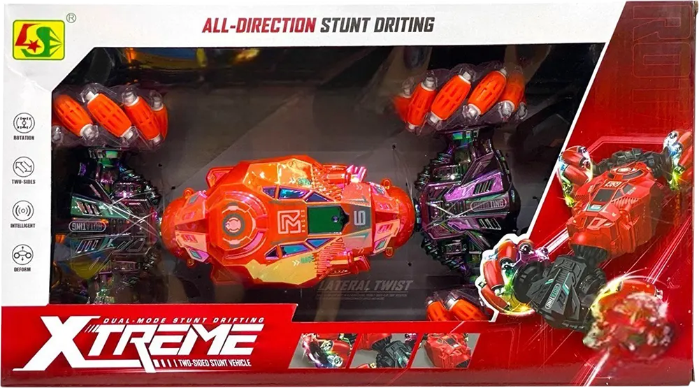 Remote Control Stunt Car Toy, 360 Degree Rotation, Attractive Lights, Orange