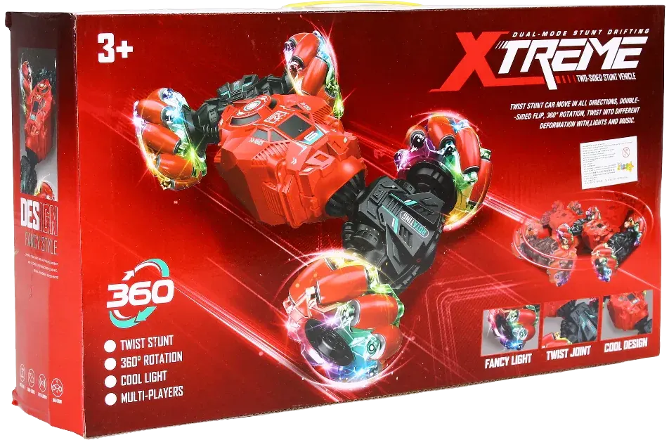 Remote Control Stunt Car Toy, 360 Degree Rotation, Attractive Lights, Orange