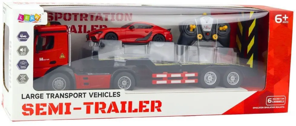 لعبة شاحنة نقل نصف مقطورة، مع ريموت تحكم عن بعد، مناسبة للأطفال من عمر 6 سنوات، أحمر، 93316