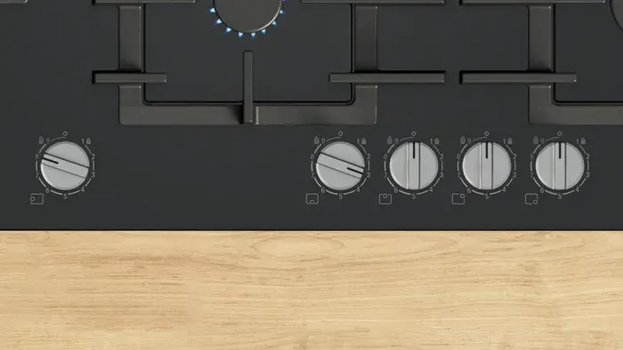 بوتاجاز مسطح بلت ان غاز بوش، 90 سم، أمان تام، حوامل زهر، سطح زجاج، أسود ، PPM9A6I40