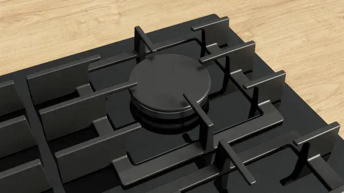 بوتاجاز مسطح بلت ان غاز بوش، 90 سم، أمان تام، حوامل زهر، سطح زجاج، أسود ، PPM9A6I40