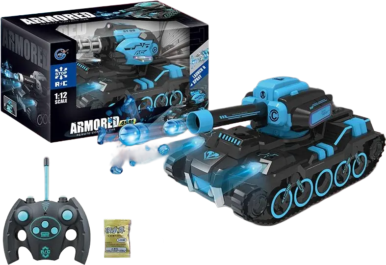Military Tank Toy with Water Ball Shooting Cannon, Remote Control, Fun Light, 180 Degree Rotating Cannon, 999D-1