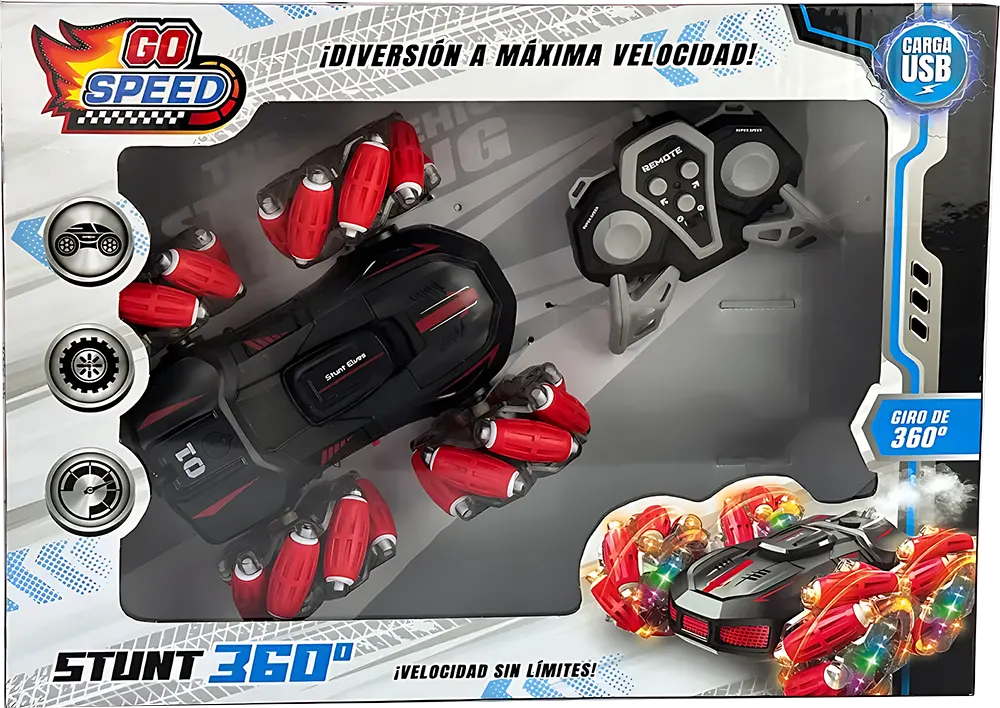 Stunt racing car, remote control, 360 degree rotation, exciting music and lights, multiple colors
