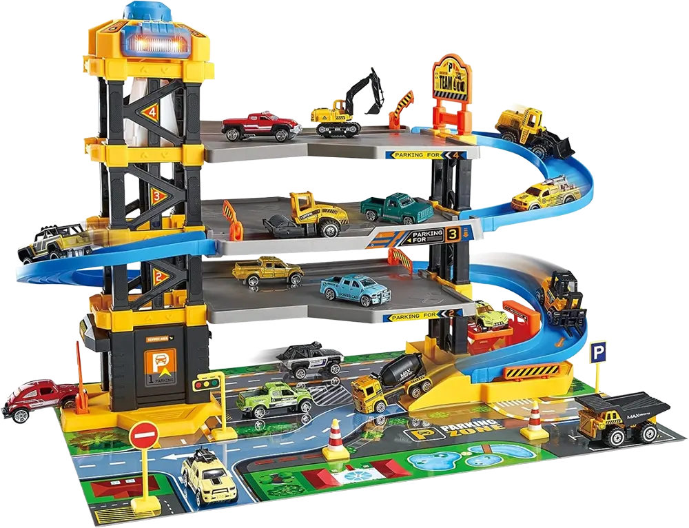 مجموعة بناء جراج سيارات، 64 قطعة، نسبة التصغير 1:64، مناسبة للأطفال من سن 3 سنوات