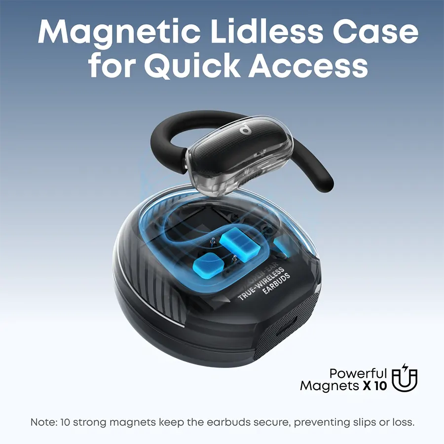 سماعة اذن  أنكر ساوندكور V40I ، بلوتوث 5.4 ، مقاومة للماء ، أسود ،  A3878H11  + حامل كابل مغناطيسي هدية