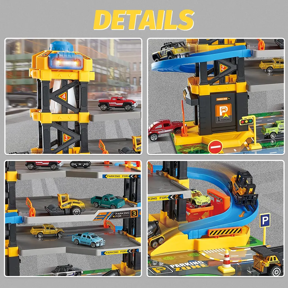 Car Garage Building Kit, 64 Pieces, 1:64 Scale, Suitable for Children 3 Years and Above