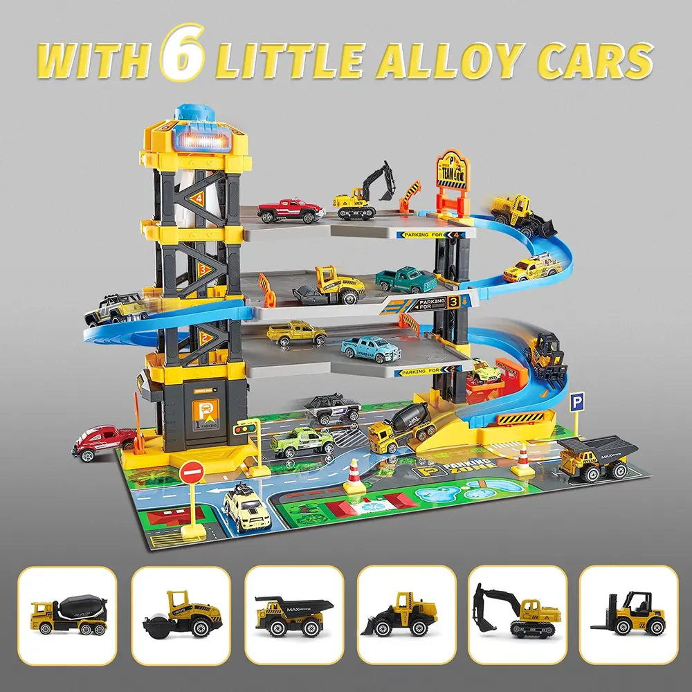 Car Garage Building Kit, 64 Pieces, 1:64 Scale, Suitable for Children 3 Years and Above