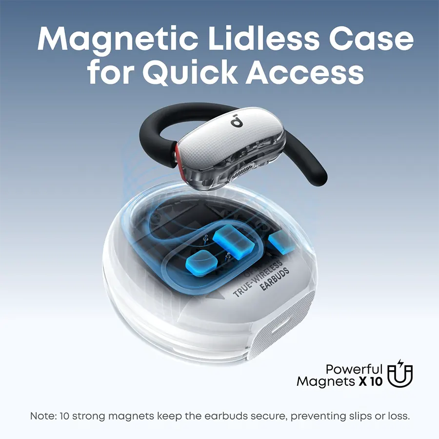 Anker Soundcore V40i Earphones, Bluetooth 5.4, Water Resistant, White, A3878H11 + Free Magnetic Cable Holder