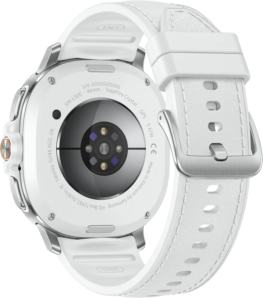 ساعة سمارت سامسونج جالاكسي 8 كلاسيك ، شاشة Super AMOLED مقاس 46 مم ، بلوتوث - واي فاي ، مقاومة للماء ، أبيض