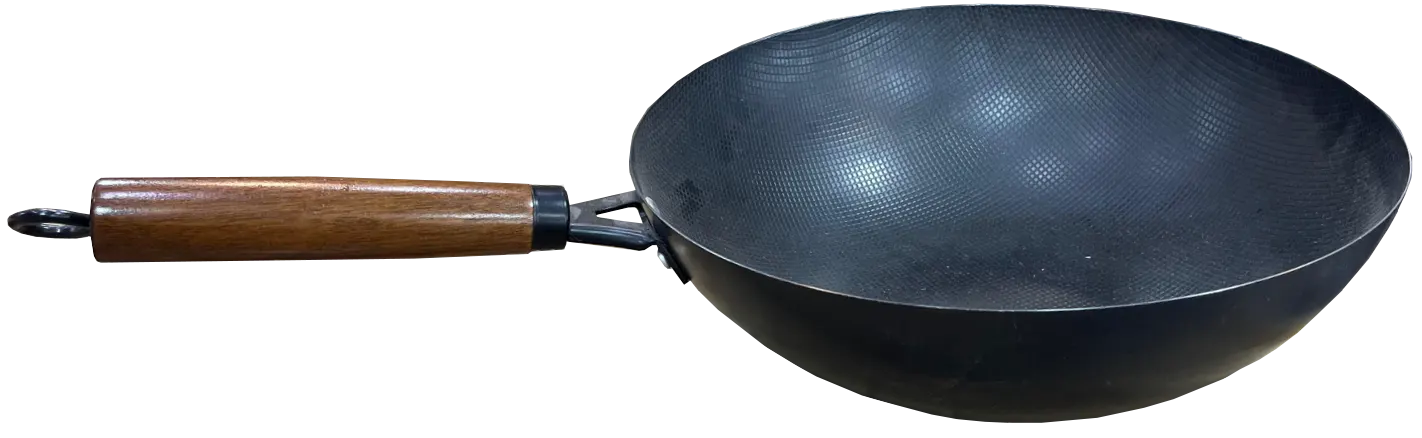 Granite Wok With Wooden Lid, 32 Cm, Black