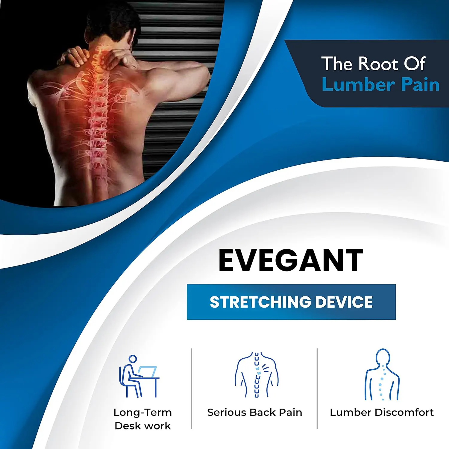 مسند للظهر قابل للتعديل 3 مستوايات ، اسود