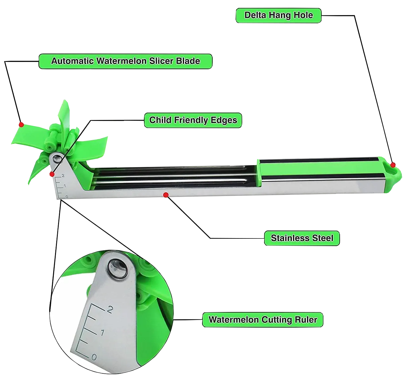 Watermelon Slicer Stainless Steel  , Green , 002