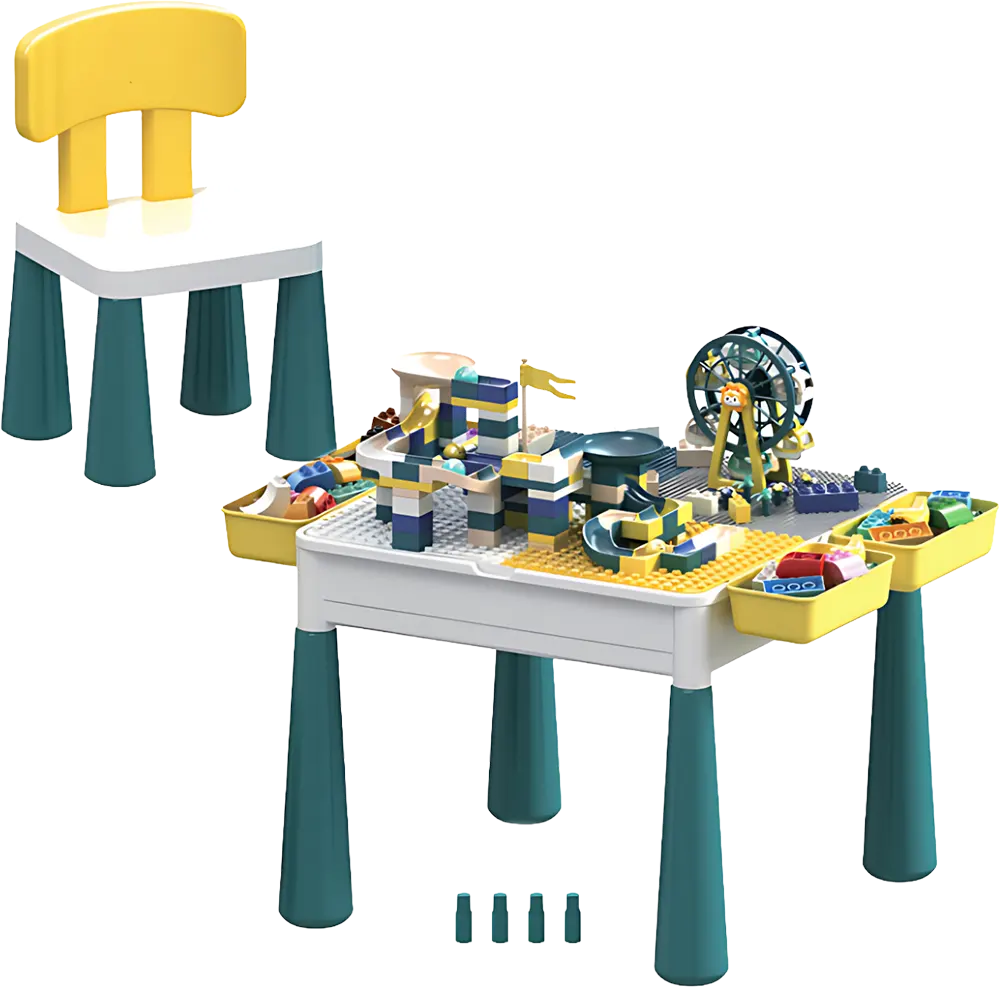 طاولة ألعاب للأطفال، 6 في 1، العاب فك وتركيب، تأتي مع كرسي للعب، 6303