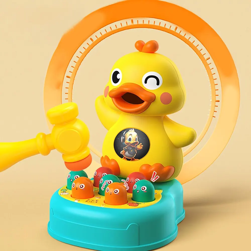 لعبة Whack a Mole شكل بطة ،  لعبة ضرب بالمطرقة، إضاءة جذابة، ألعاب صوتية مضحكة، لعبة تعليمية تفاعلية ،WQ-121