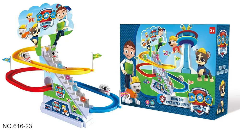 لعبة تسلق السلالم الكهربائية للكلاب، إضاءة led وامضة، آمنة ومتينة، مناسبة للاطفال من عمر 3 سنوات،  23-616