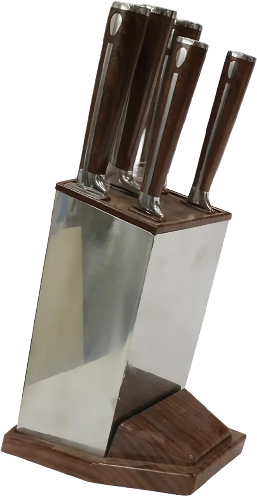 El Baraka Knife Set, Stainless Steel Blade, 5 Pieces, Metal Handle, Brown Base