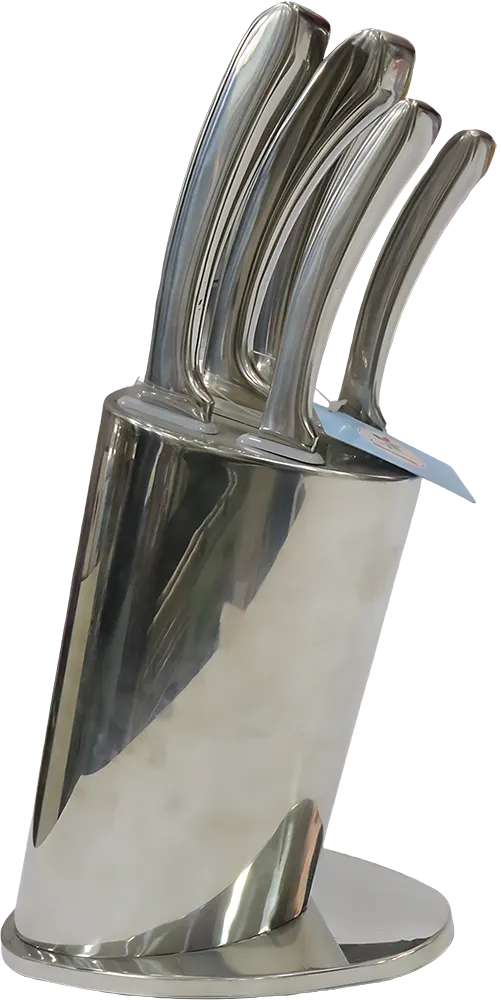 El Baraka Knife Set, Stainless Steel Blade, Stainless Steel Handle, 5 Pieces, Silver Round Base